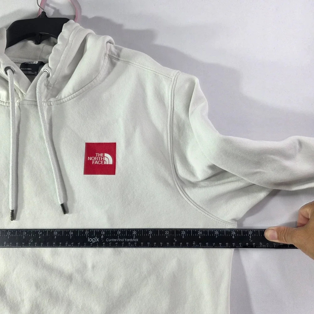The North Face Mens XXL White Red Box Logo Pullover Hoodie Sweatshirt